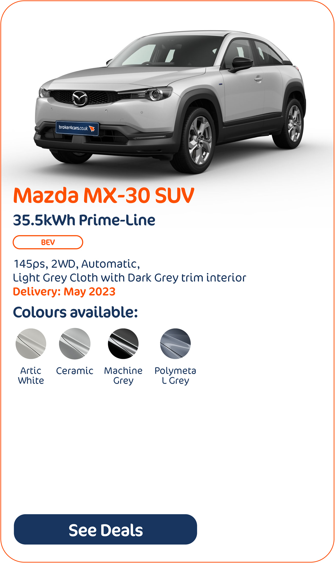 Mazda MX-30 SUV 35.5kWh Prime-Line - Click to Enquire